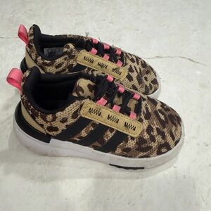 adidas Kids Leopard Print Sneakers with Pink Details